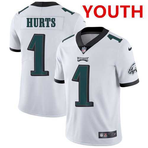 Youth Philadelphia Eagles #1 Jalen Hurts White Vapor Untouchable Limited Stitched Jersey->youth nfl jersey->Youth Jersey